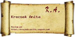 Krecsek Anita névjegykártya
